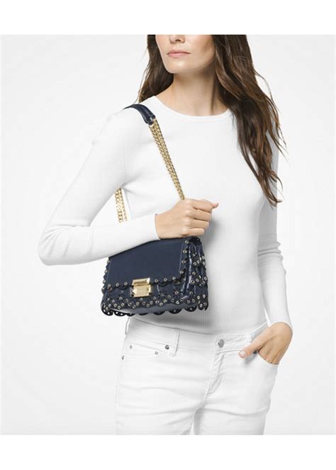 michael michael kors sloan scalloped leather satchel|MICHAEL Michael Kors Sloan Medium Top.